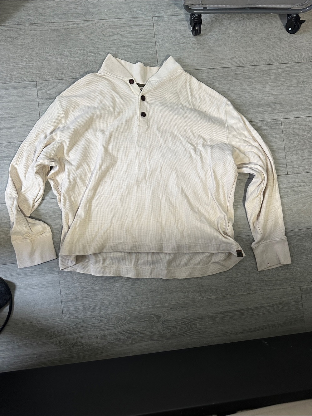 Banana Republic Cream Waffle Knit Henley Sweatshirt